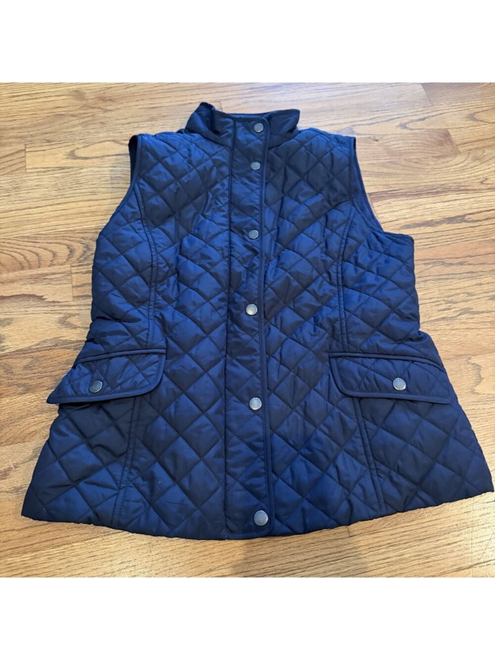 Talbots Petites Womens Navy Blue Vest Quilted Small Petite